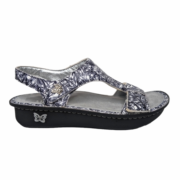 Alegria Shoes - Alegria Ken Kendra sandals white black floral open toe adjustable EU size 42